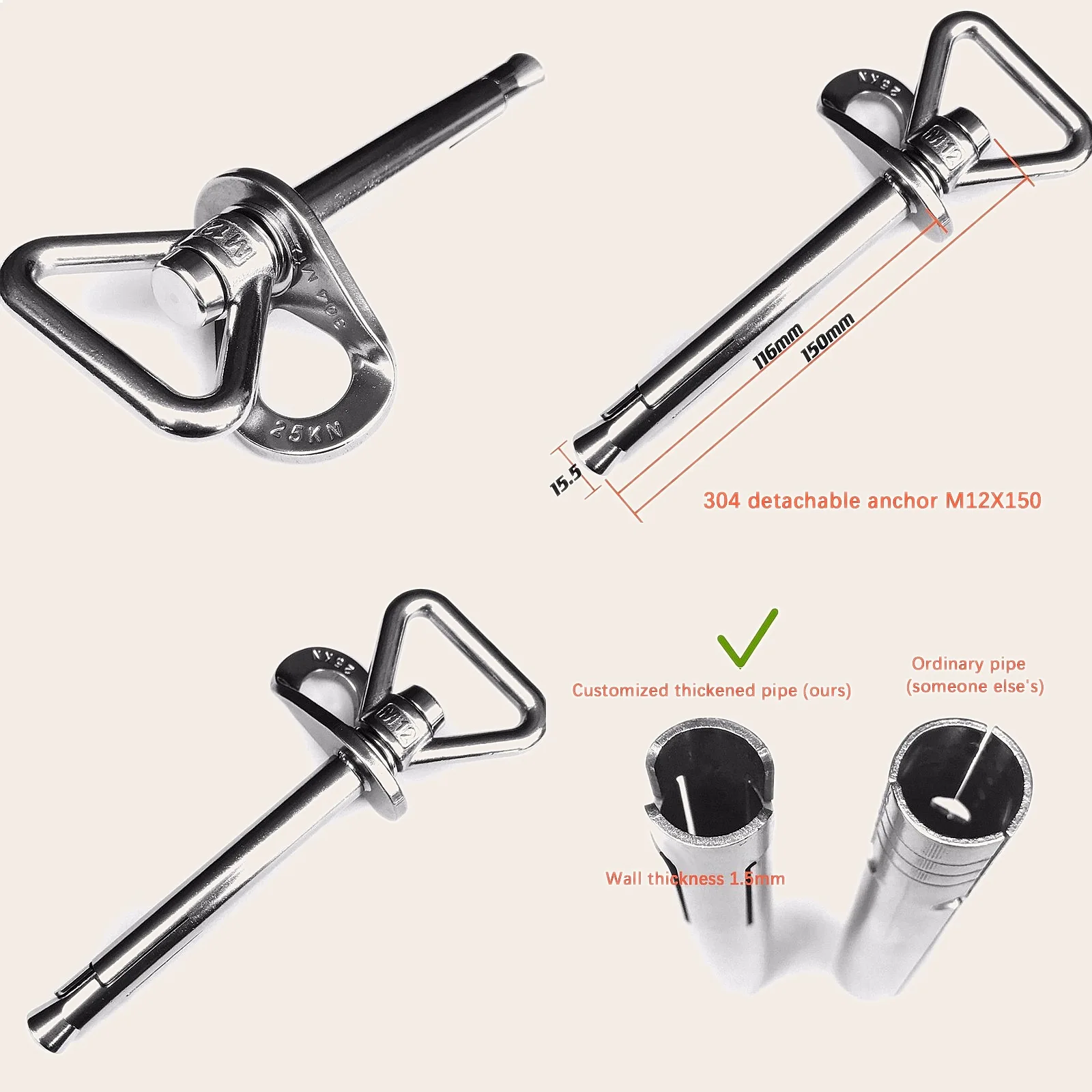 

304 Detachable Anchor Point Expansion Bolt Climbing Outdoor Tent High-Altitude Rock Nail
