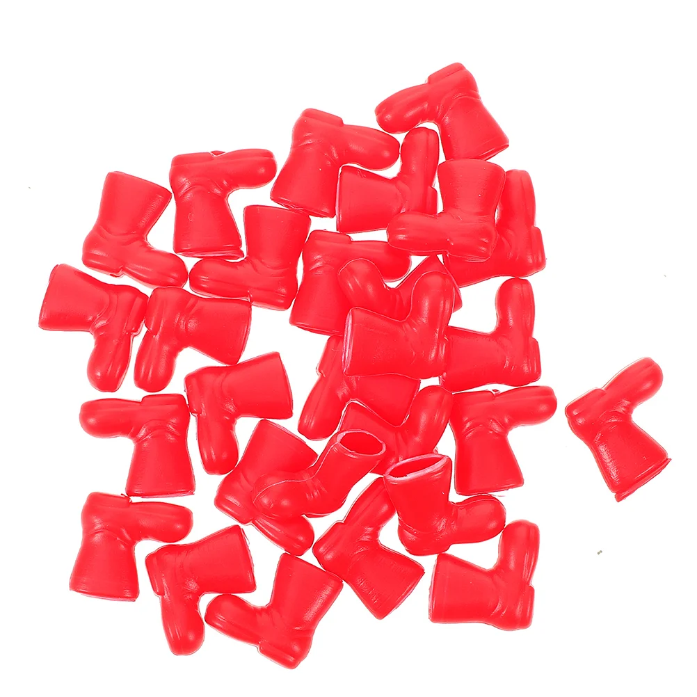 

100 Pcs Christmas Centerpieces Mini Ornaments Craft Projects Dollhouse Decorations Crafts Santa Claus Boots DIY Red Baby