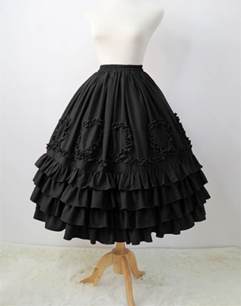 

Lolita Skirt High Rise Pleated Chiffon and Cotton Vintage Skirts