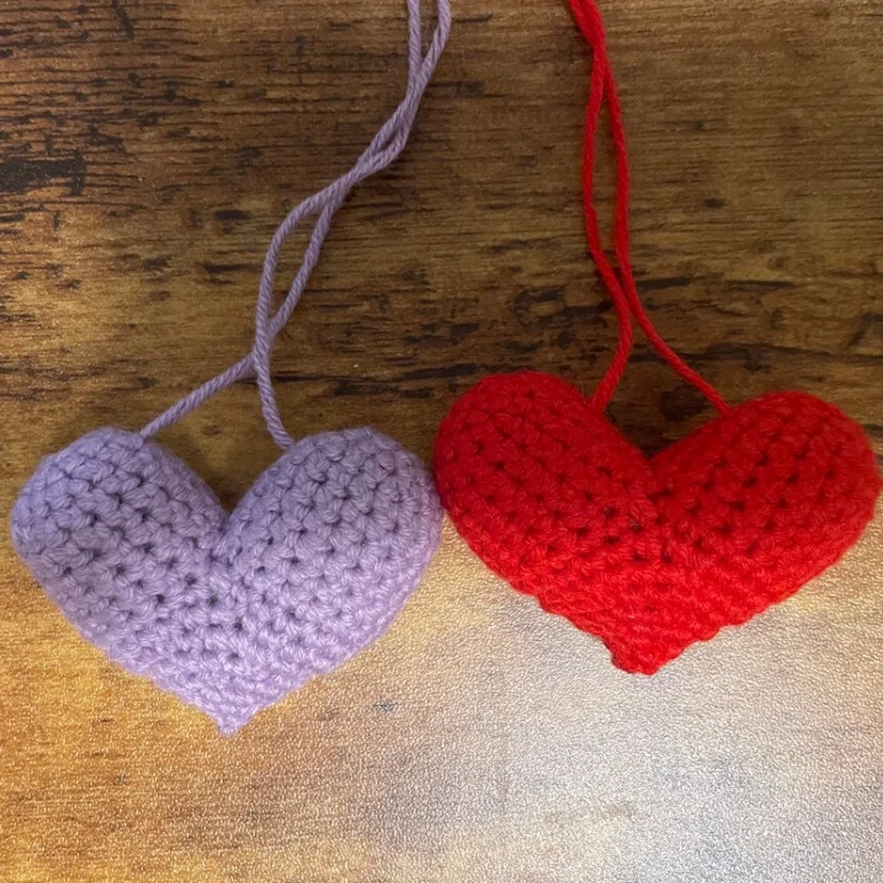 Creative Heart-Shaped Car Pendant Handmade Cotton Rope Woven Love Hanging Ornament Auto Decoration, Nordic Style Car Accessories