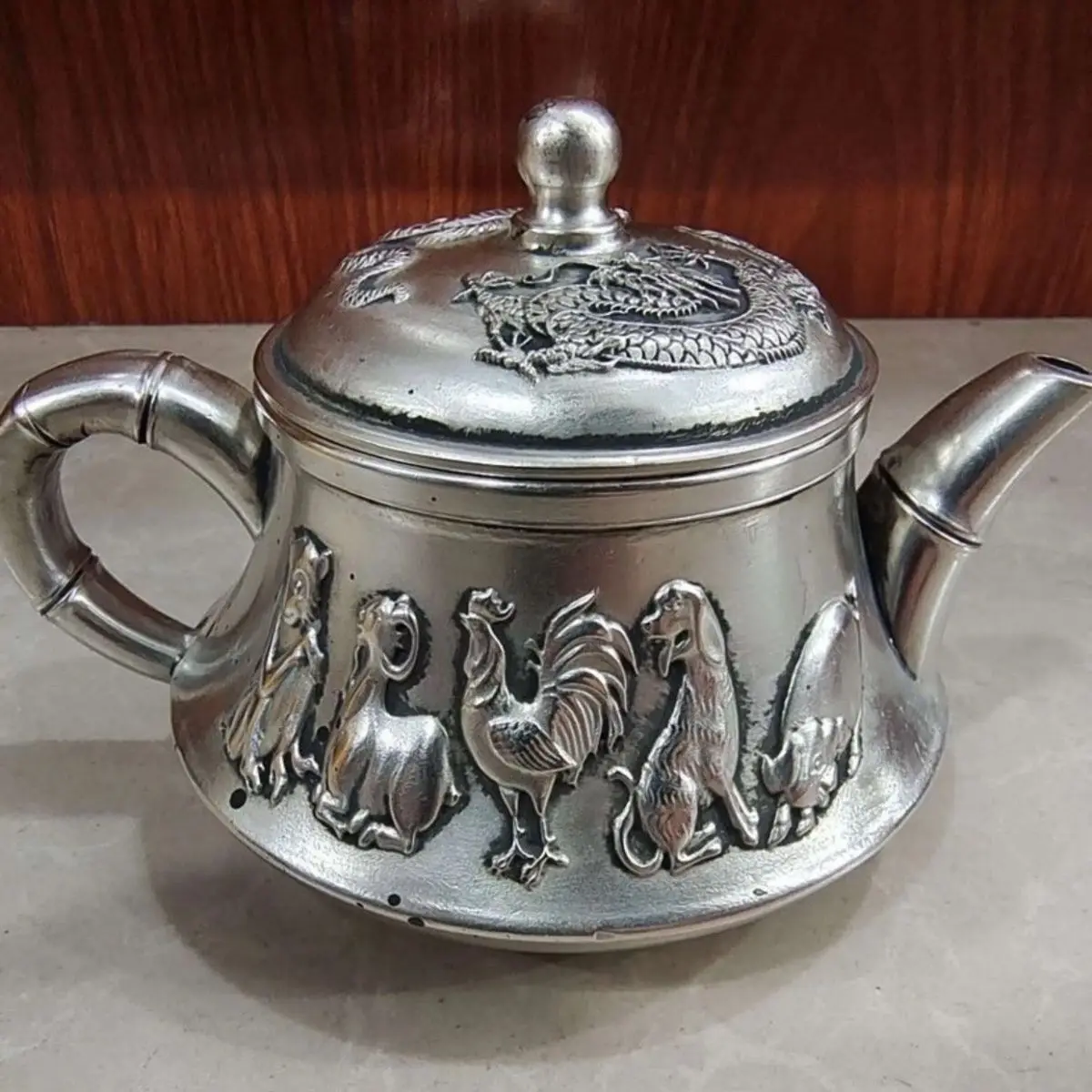 Retro Zodiac signs Teapot Ornament Decoration Tea Pet Figurines Desk Decor Accessories