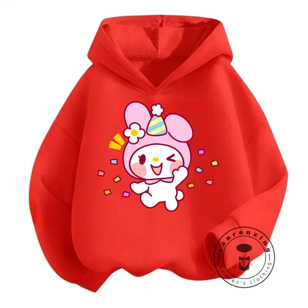 Sanrio My Melody Kawaii Hoodies for Boys Girls Adorable Japanese Style Cartoon Printed Sweatshirts Fashion Casual Kids Apparel