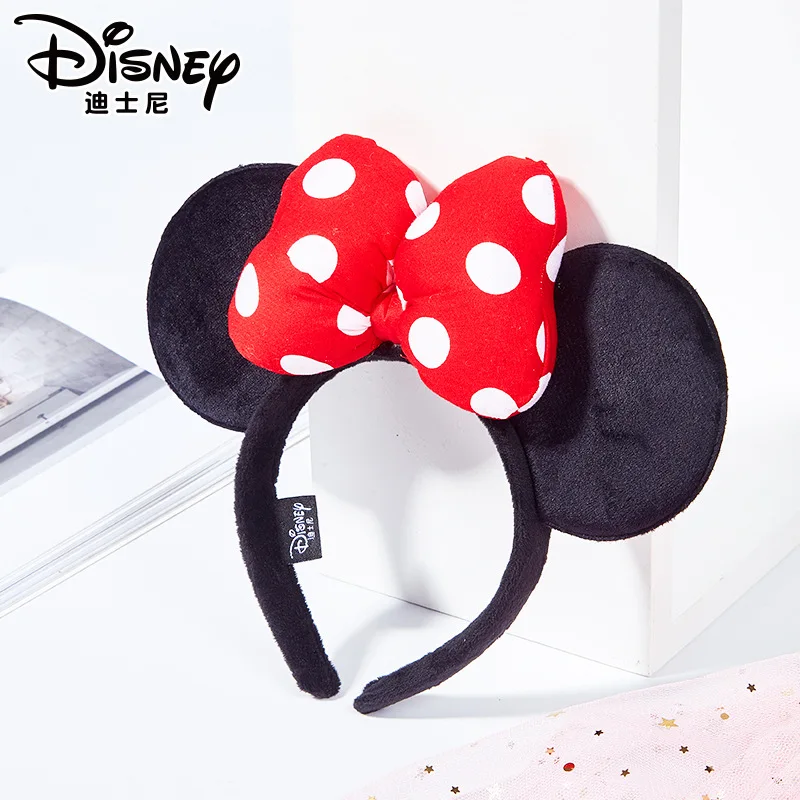 Disney Mickey Minnie Mouse Ears Headhand For Girls Adults Cute Cartoon Party Cosplay Hair Accessories Bows Hairband Toys Gifts