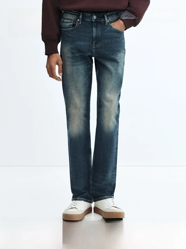 

Slim Fit Men's Jeans H&M Summer New Style 1024711 mid Waist Cotton Polyester Elastic Fiber Zipper Closure Male Fashion