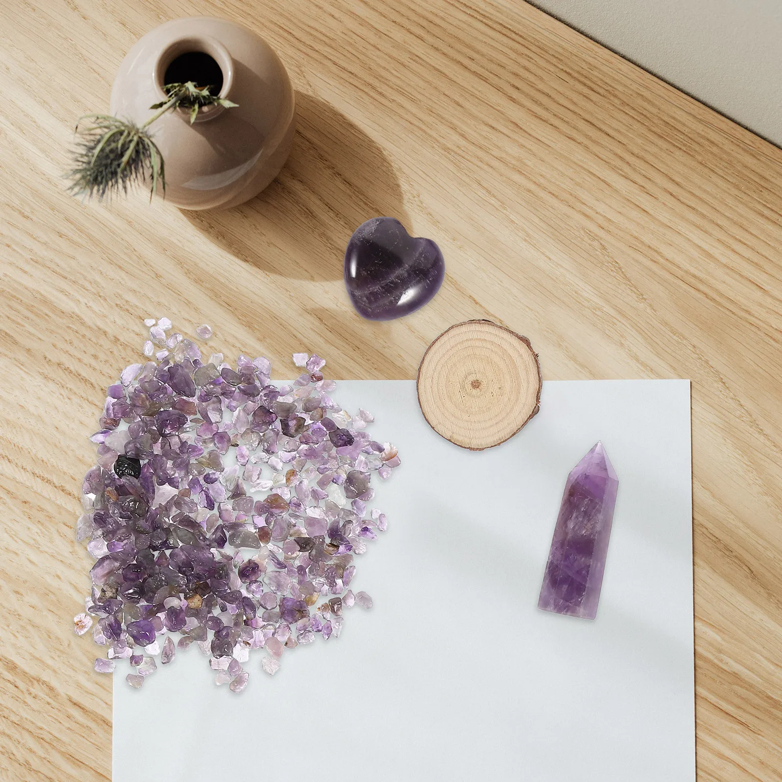 

1 Set Of Purple Crystal Ornaments Natural Stone Decor For Home Wedding Festival Desktop Table Decoration Crystal Pillar Statue