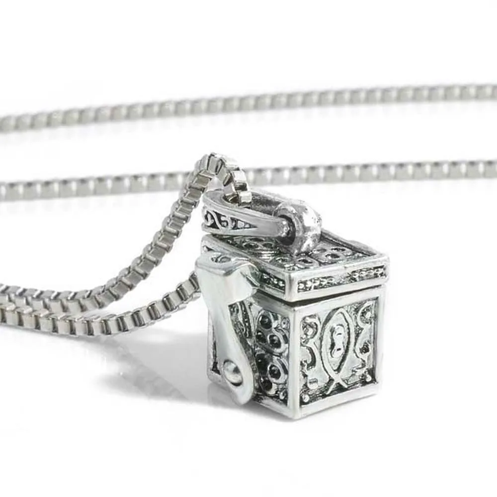 Fashion Women Men Openable Antique Silver Color Keepsake Memorial Vial Pendant For Ashes Cremation Urn Necklace Jewelry