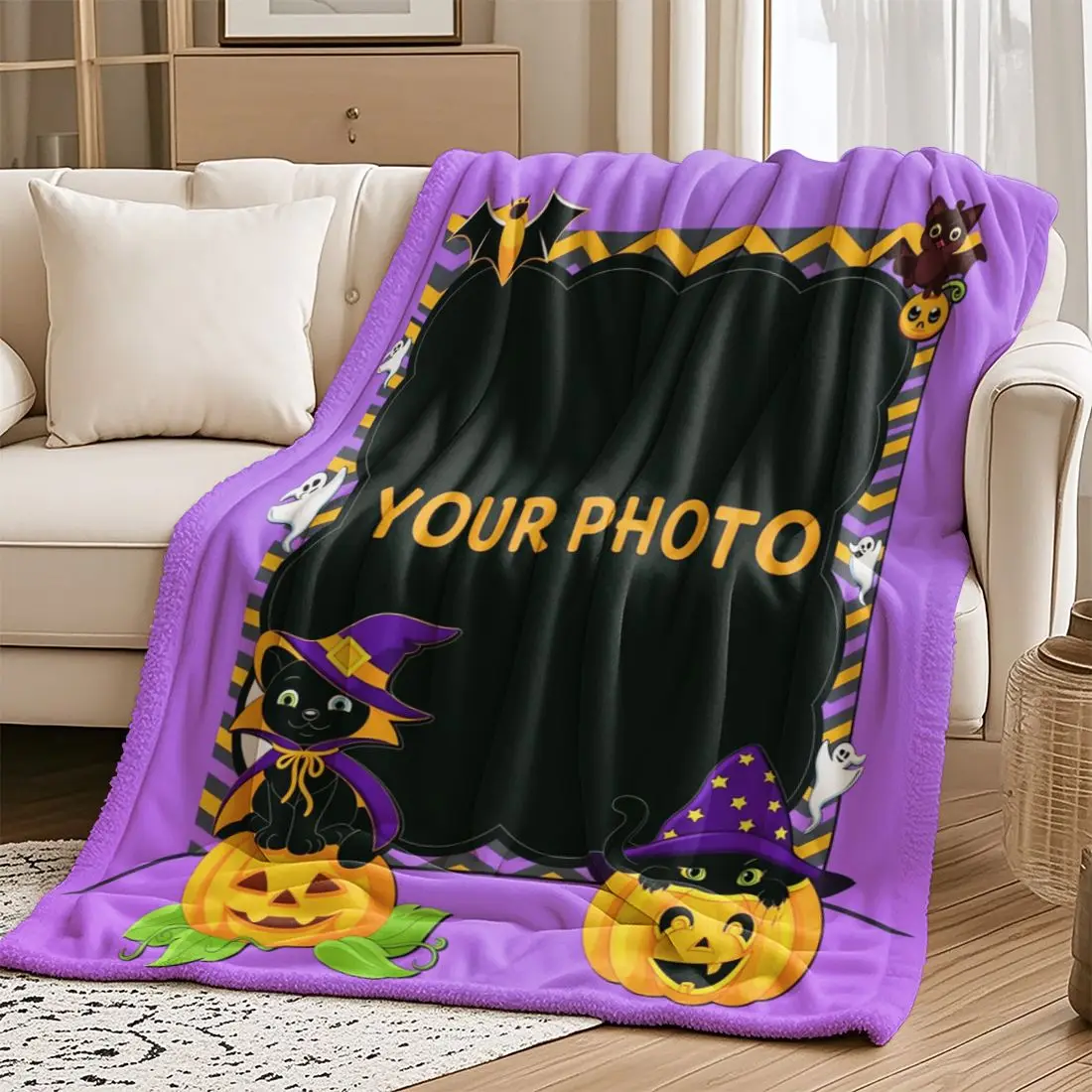 1 Piece Custom Photo Personalized Flannel Blanket - Ideal Gift for Christmas, Halloween, Birthdays, and Anniversaries, Soft, War