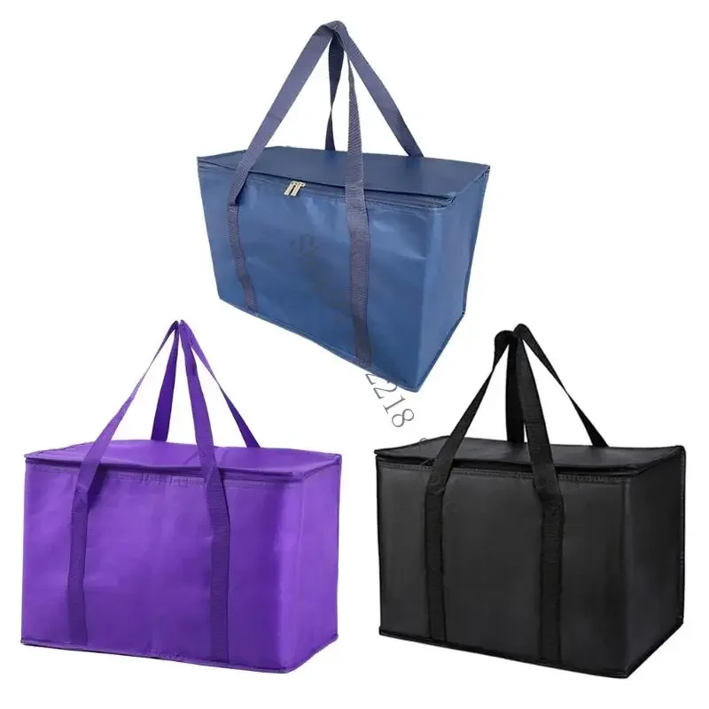 Large Capacity Foldable Thermal Shopping Bag Stands Upright Hot Cold Transport Bag Practical Aluminum Lined Design 066F