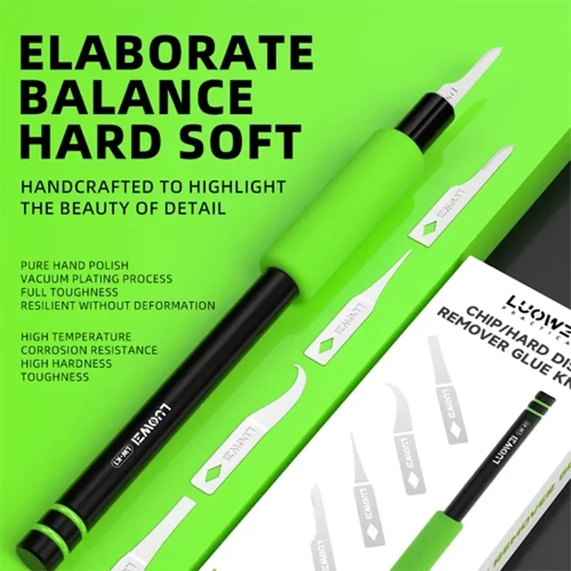

LUOWEI LW-K1 Chip Hard Disk Glue Remover Knife Set, Balance Hard & Soft CPU Glue Pry Knife, Quick Disassembly Blade Tool