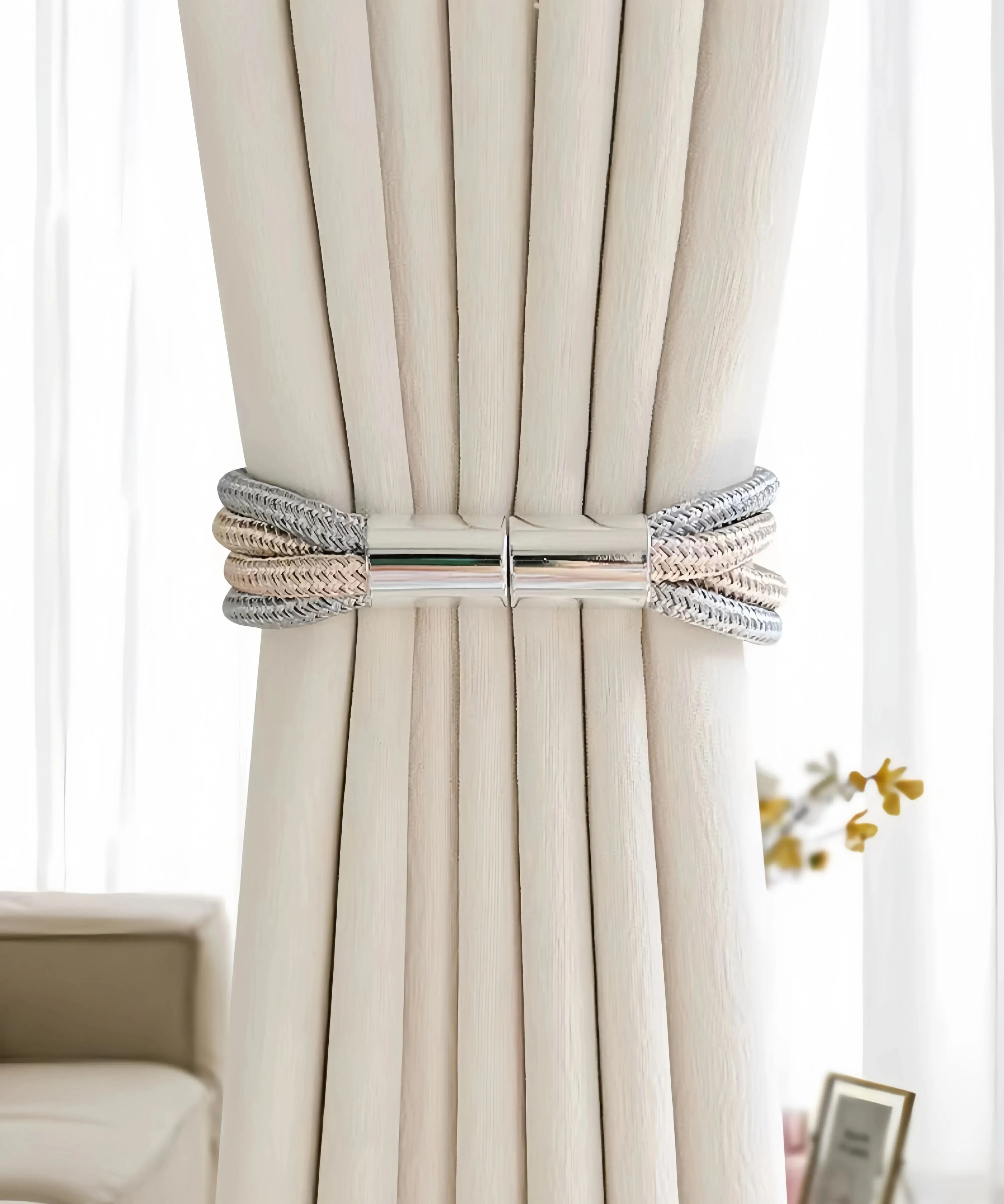1 Pcs Light Luxury High-End Creative Magnetic Curtain Buckle Closed Color Collocation Design Bedroom Chinese Knot Tie Rope Decor