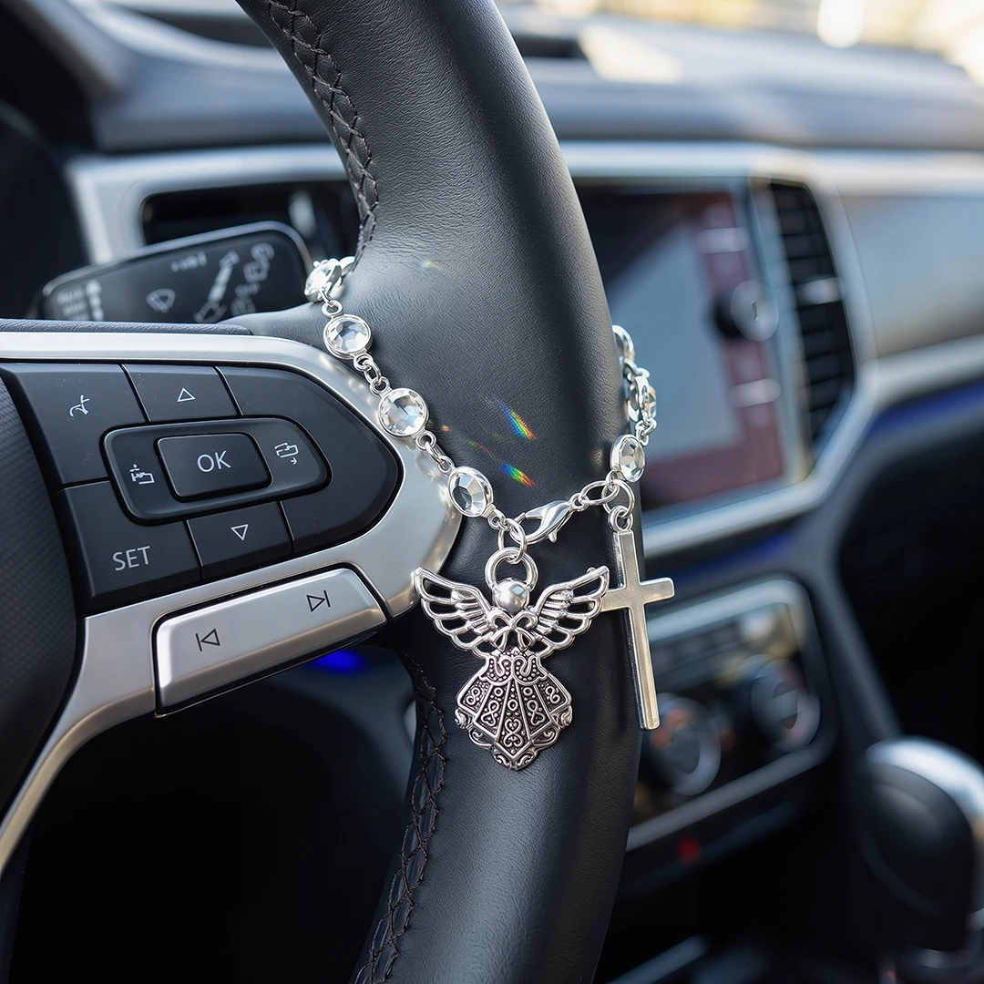 Sparkling Crystal Angel Cross  - Car Accessories Must Have review and price