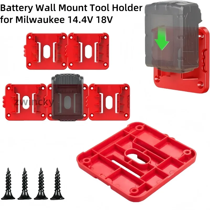 Brand new 1/2/5 PCS wall mounted battery holder storage rack for Milwaukee 14.4V 18V lithium ion for workbench display rack