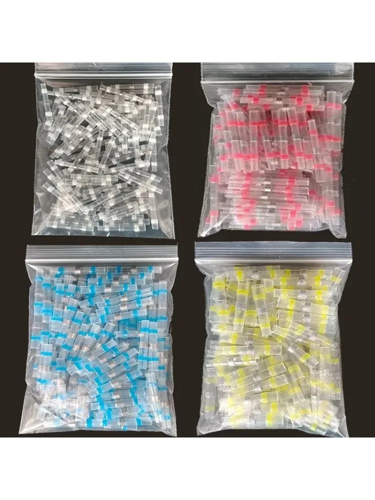 Connecteurs thermorétractables, bornes de Tube à manchon, connecteur de fil d'épissure électrique bout à bout, câble isolé à souder, 100/200 pièces