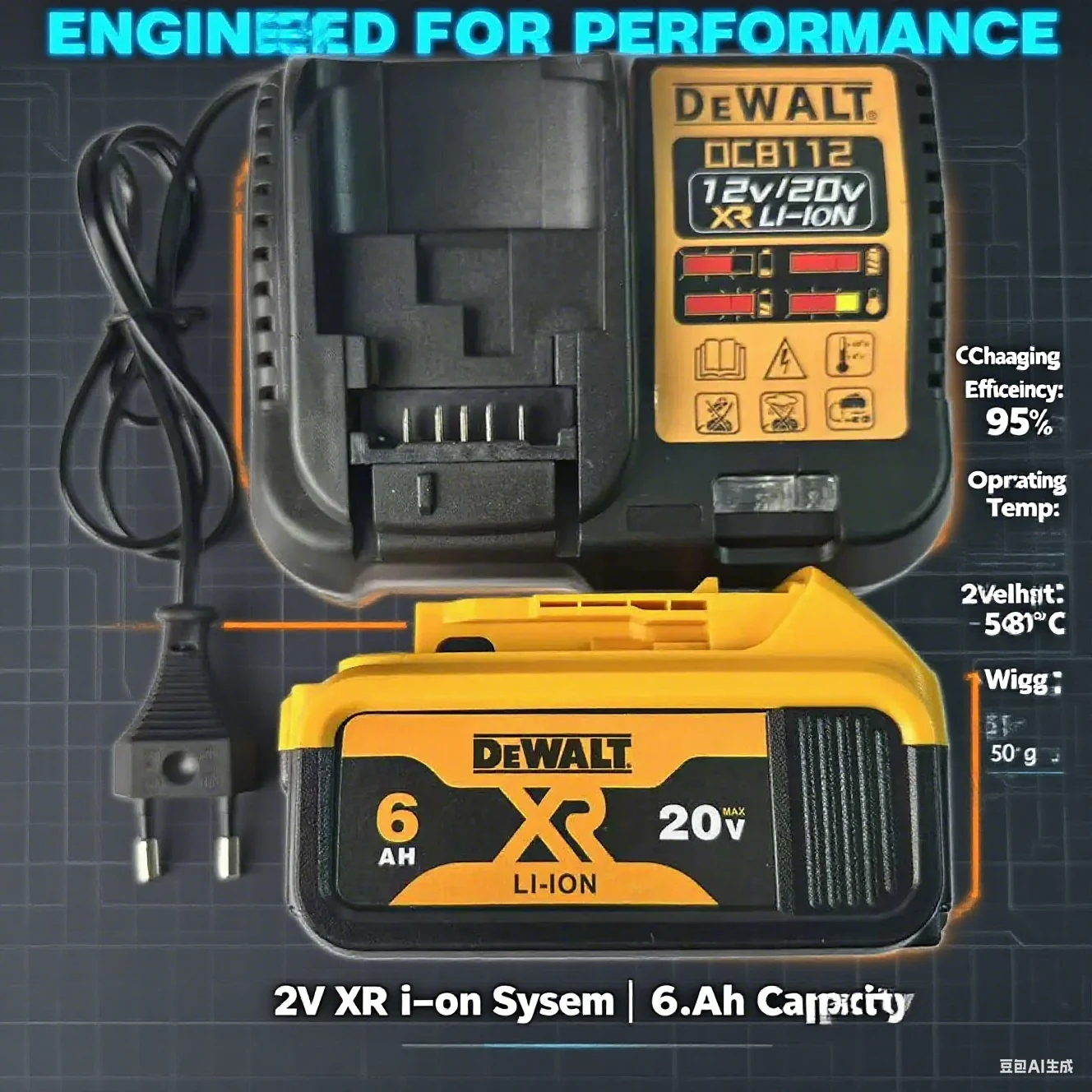 

Genuine DeWalt 20V 6.0Ah Li-Ion Battery - 6.0 Amp Hour Capacity for Extended DeWalt Tool Runtime