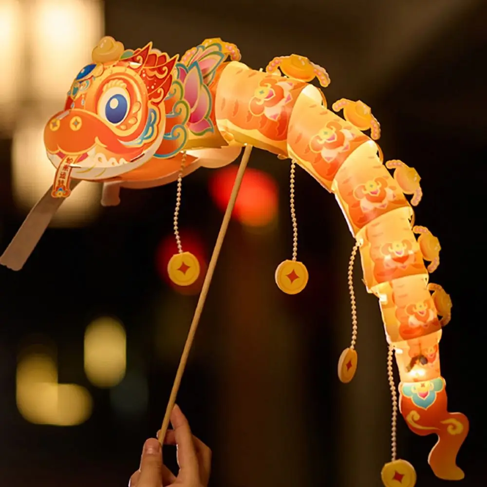 Cute 2025 Snake Year Portable Lantern Chinese Style Traditional New Year Luminous Lantern Waterproof Cartoon