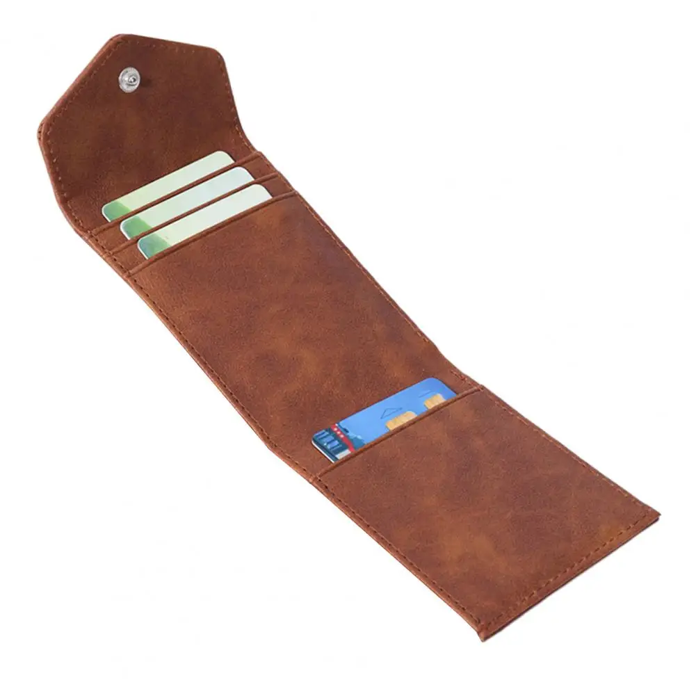 Vertical Card Wallet Slim Card Holder Cash Wallet Snap Button Closure Retro Faux Leather Wallet Gift for Men