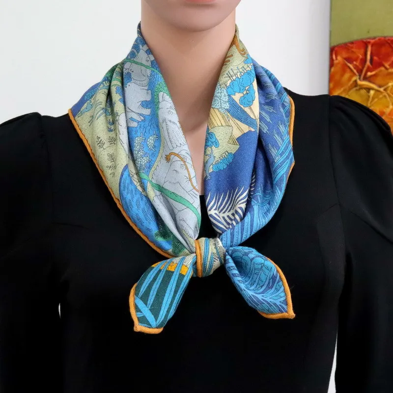 BirdTree Real Silk Wool Elegant Scarf, Women Double Sided Printing Scarves, 2024 Spring Mom\'s Gift Versatile Kerchief A41532QC