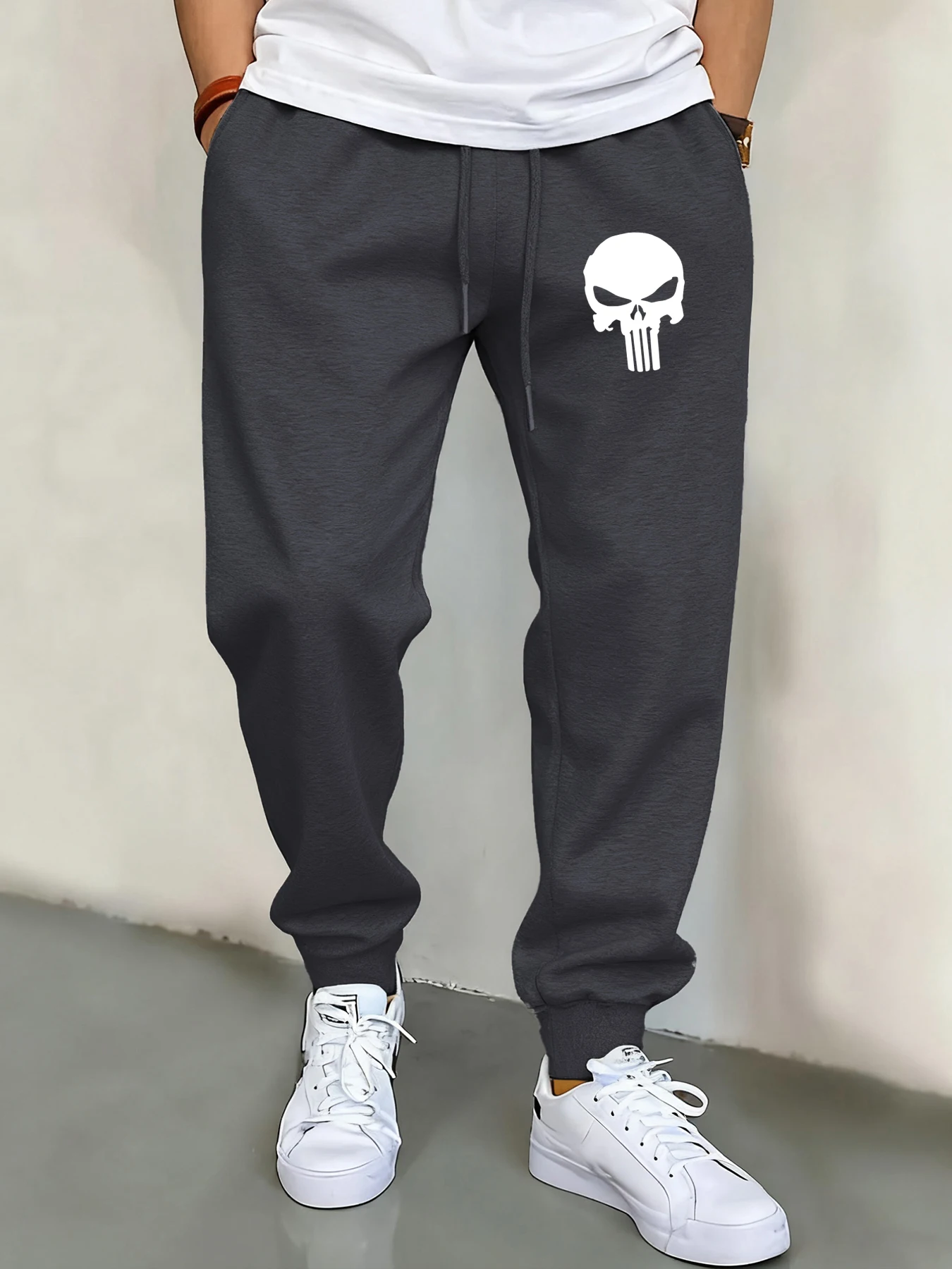 

Модные мужские брюки с принтом черепа, спортивные модные брюки для бега, уличные мягкие спортивные штаны, унисекс, осенняя готическая одежда