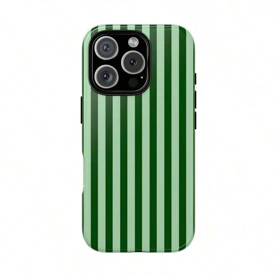 Green Stripe Phone Case Tough Striped Phone Case For Iphone 16 15 14 13 12 11 X Minimalistic
