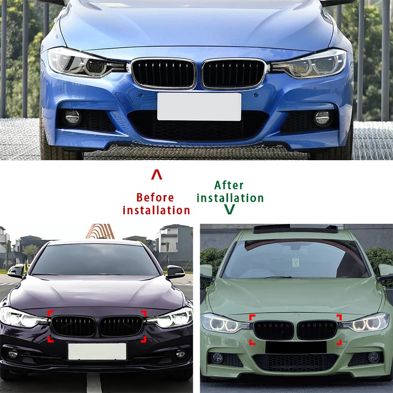 لسيارات BMW 3 Series F30 F31 F35 2013-2019 شبكات المصد الأمامي لشبكات خط واحد ومزدوج ملحقات شوايات السباق العلوية #6