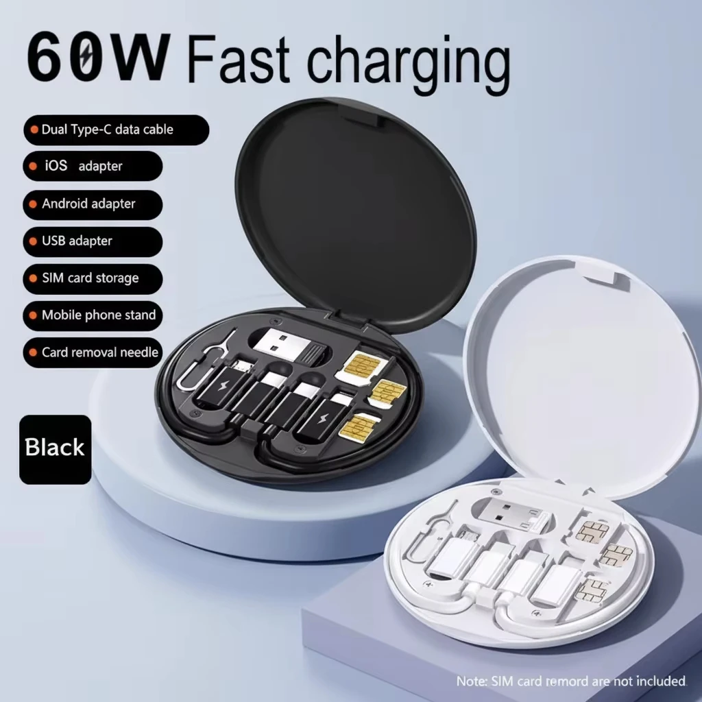 Mini Data Cord Wire Set Watch Wireless Charger USB C To Tpye C Fast Charging Cable Travel Multi Function Organiser Box .