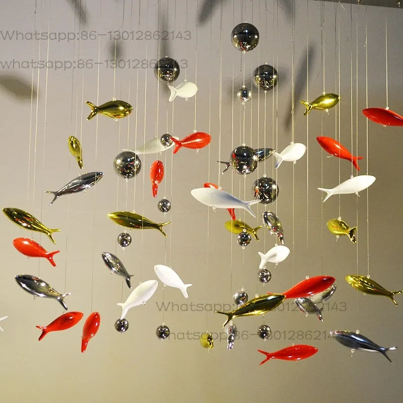 Corridor pendant air pendant shopping mall window personalized creative electroplated fish hot pot shop decorative pendant