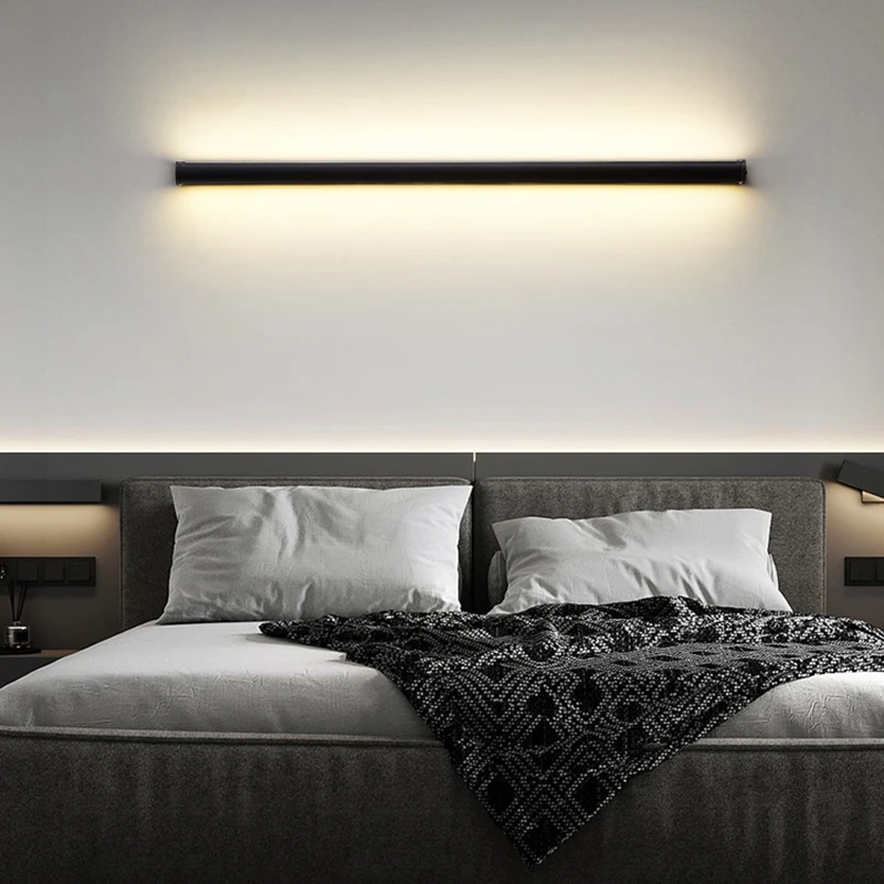 Moderne Zwarte Led Wandlamp Voor Eetkamer Woonkamer Decoratie Led Lange Strip Wandlampen Trap Hoek Wandlamp