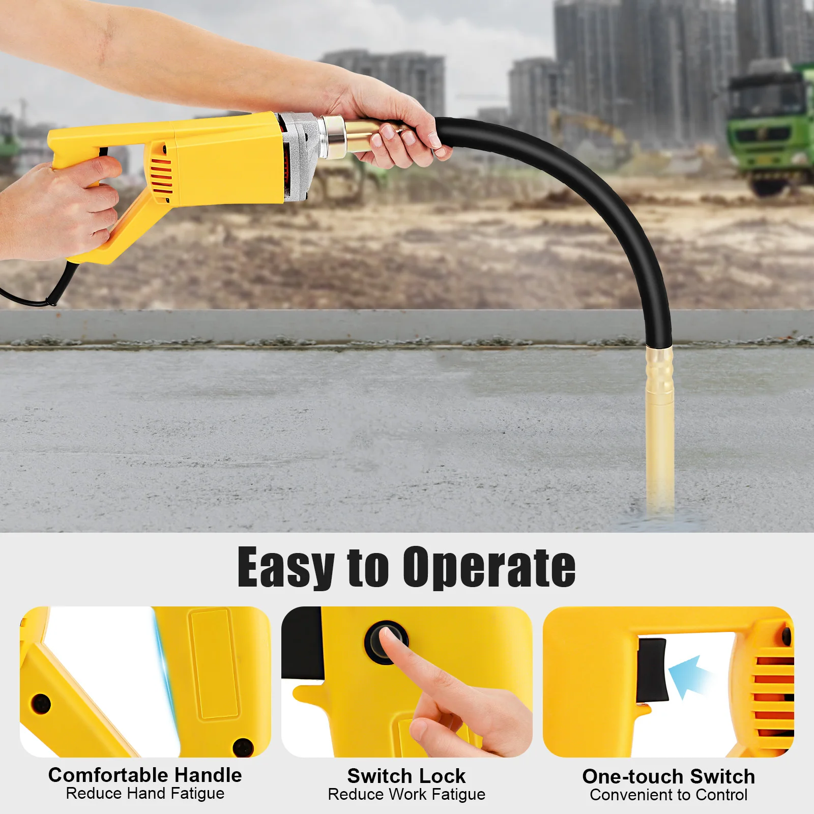 600W 220V Concrete Vibrating Tool Concrete Vibrator with 1m Vibrating Shaft Safety Hand Held Concrete Vibrator EU Standard