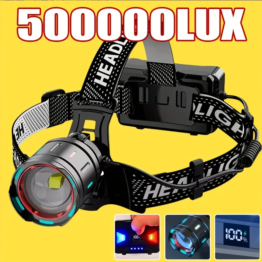 5000000LM 800W/300W Most Powerful IR Sensor Headlamp Recharge Head Flashlight Long Range 3000M Fishing Lantern Head LED Light