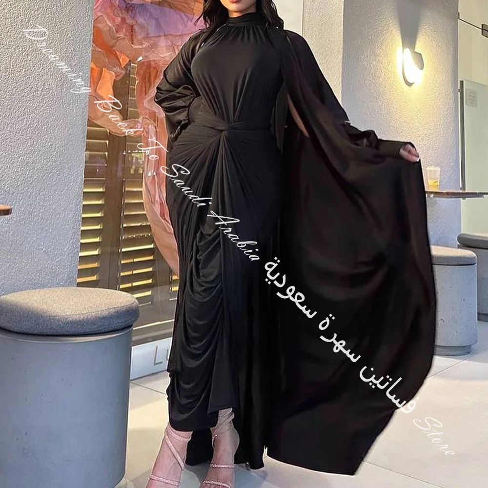 Temperament High Collar Jersey Long Sleeves Butterfly sleeves Straight Bespoke Occasion Gowns Watteau Train Photo Color Buttons