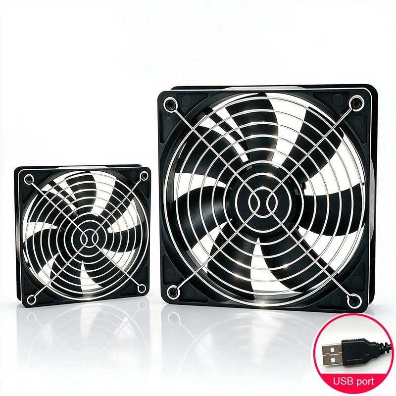USB Cooling Fan Router Set-Top Box TV Cat Cooling Ventilation 12cm Silent 8CM Exhaust Cooling 5V Computer Case Multi-Purpose