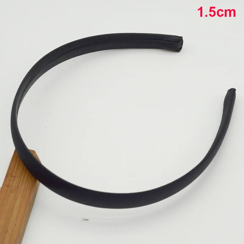 5PCS 1.5cm 1.8cm Black Red Green Satin Covered Plastic Hair Headbands Plain Hair Hoops Base Hairbands for DIY Hair Accessories