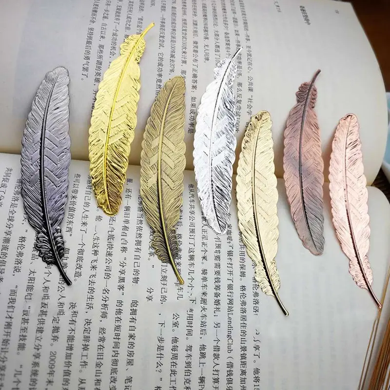 Retro Metal Feather Bookmark Ins Ethnic Bookmark Beautiful DIY Handmade Feather Pendants Bookmark Student Gifts