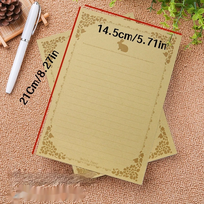 200 Pieces of Letter Paper Set, Vintage Style Letter Paper, Exquisite and Simple Design for Writing Letters, Practicing Calligraphy, Floral Border, Yellow Lined Paper, Essential Items for Students and Office Use