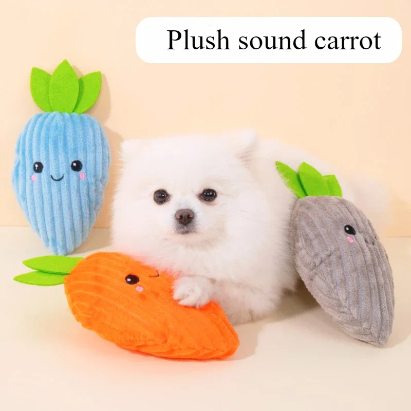 

Pet Plush Carrot Shaped Sound Making Dog Bite Resistant Fun Playing Cat Soothing Joke Toy