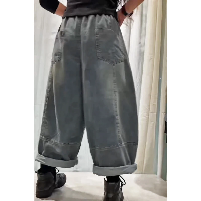 Masss Wasss 2026 Spring Vintage Loose Wide Leg Jeans Women British Fashion Punk Denim Pants Ladies Causal Classic Soild Trousers