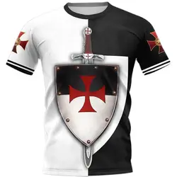 Vintage Men's T-shirt Knights Templar 3D Print Men's T-shirts Summer New Casual Streetwear Couple Tees Short Sleeve Tops