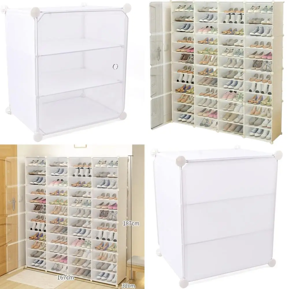 

Портативный 12-ярусный органайзер для обуви на 96 пар, с прозрачной дверцей, простая сборка, штабелируемый пластиковый контейнер для обуви, бесплатная доставка