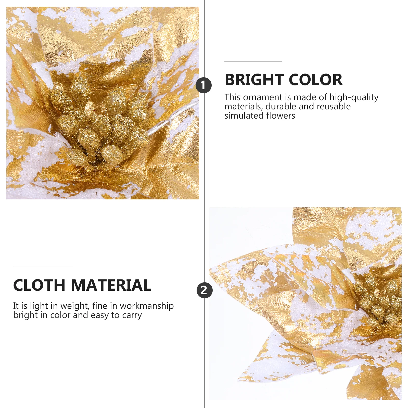 

4Pcs Christmas Flower Xmas Tree Decorative Simulated Cloth Flowers for Party Ornaments DIY Craft Xmas Atmosphere