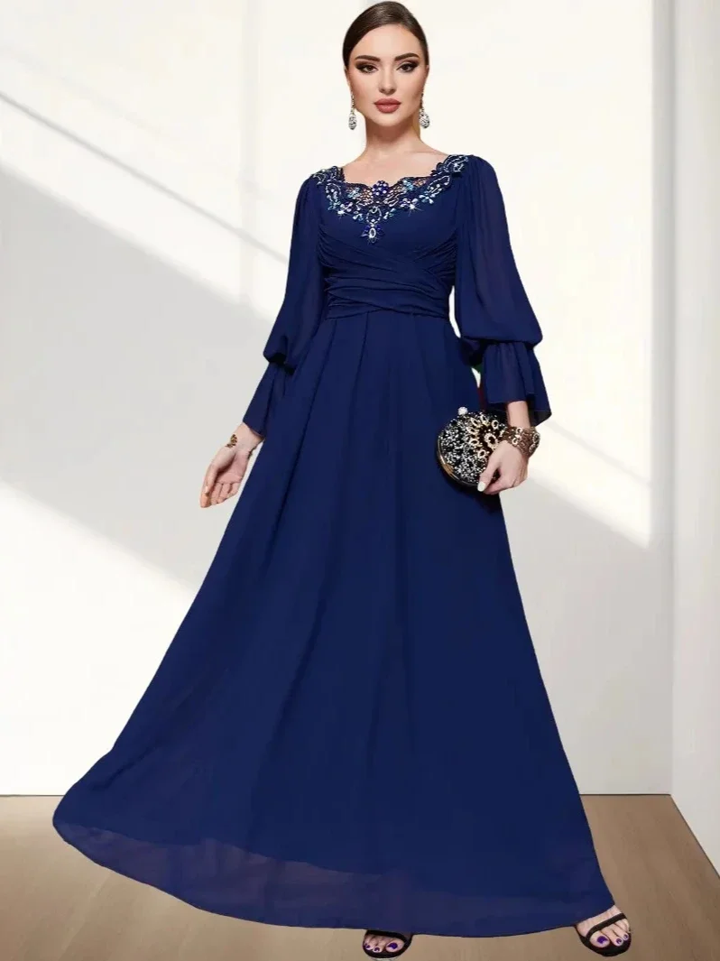 

Ид мусульманские платья макси для женщин, вечерние Абая Джалабия с бриллиантами, кружевной длинный халат, Рамадан, Марокко, Дубай, 2026, кафтан, исламские платья