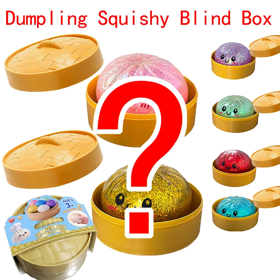 Dumpling Squishies, Glitzer-Dumpling-Überraschungsbox, Bunte Dumpling-Stressbälle, Fidget-Sensorikspielzeug, Dehnbares Dampfgarer-Schreibtischspielzeug