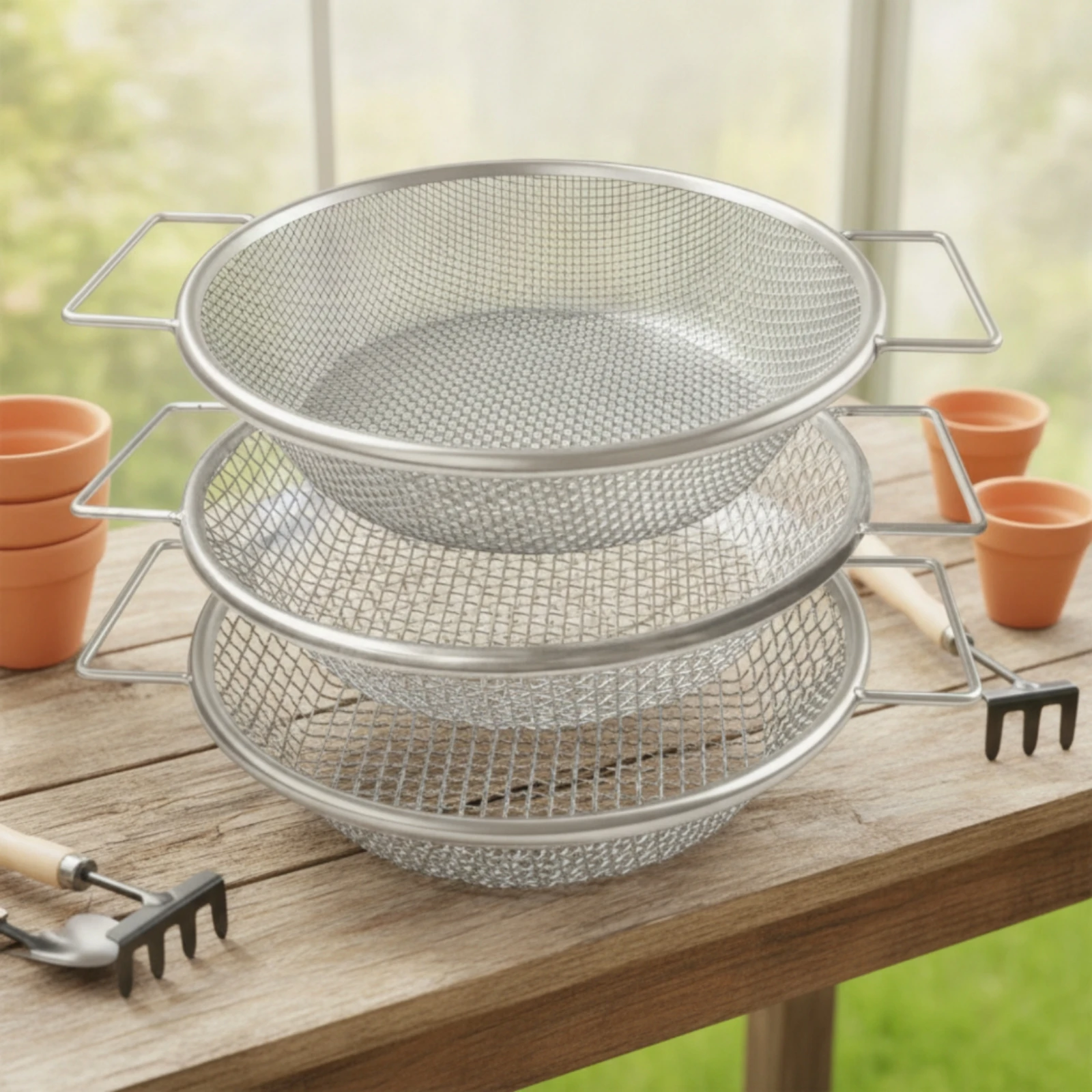 3 Pieces Soil Sieve with Handl - đánh giá và giá Garden Sieve Soil