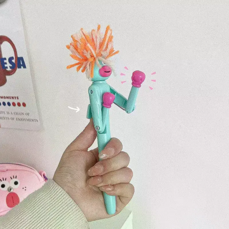 Cartoon Furry Man Boxing Pen Creative Stress Relief Pen Cartoon Ballpoint Pen Student Gel Pen