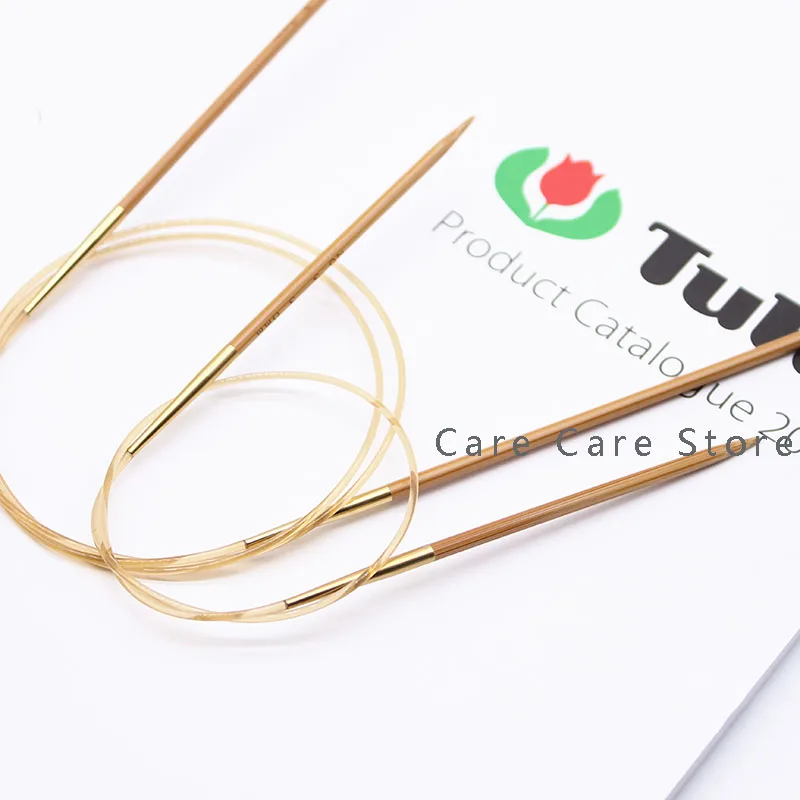 1 Pair 40/60/80/100cm Tulip Bamboo Knitting Needles For Knitting Circular Fishing Line Needles Rotatable Wool For Knitting