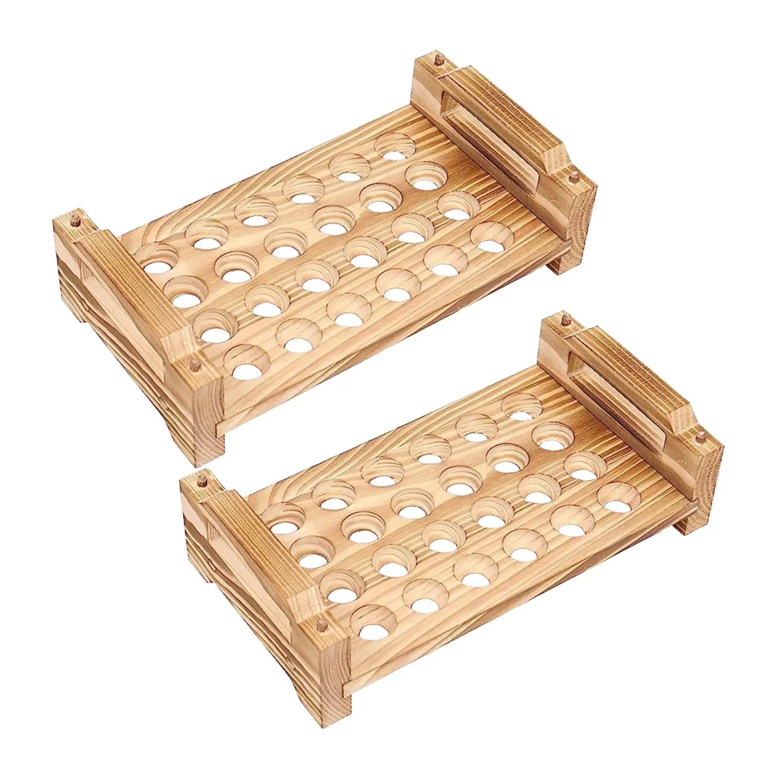 Egg Holder Rack Wooden Two Layer Egg Organizer Stand with Handle for Household Kitchen Display