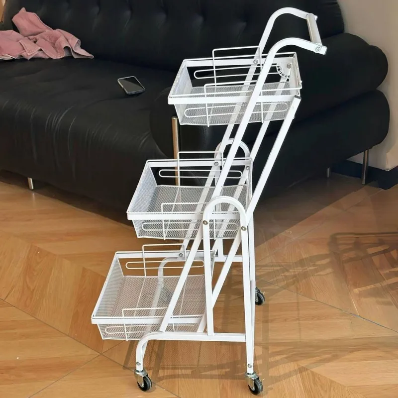 Portable Rolling Storage Cart Foldable Multi Tier Shelf Balcony Plant Stand Snacks Display Beverage Rack Flower Stand Furniture