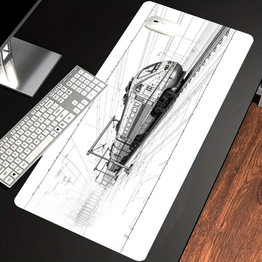

HYBXAXC High Speed Train Sketch Art Mouse Pad Non-Slip Rubber Desk Mat for Office Gaming