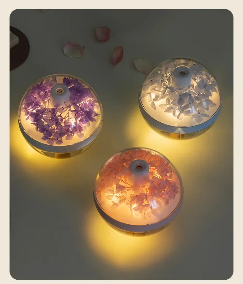 270ML Air Humidifier USB ชาร์จ 800mAh Home Hydration Humidifier สี LED Light Mist Maker ดอกไม้ Humidificador