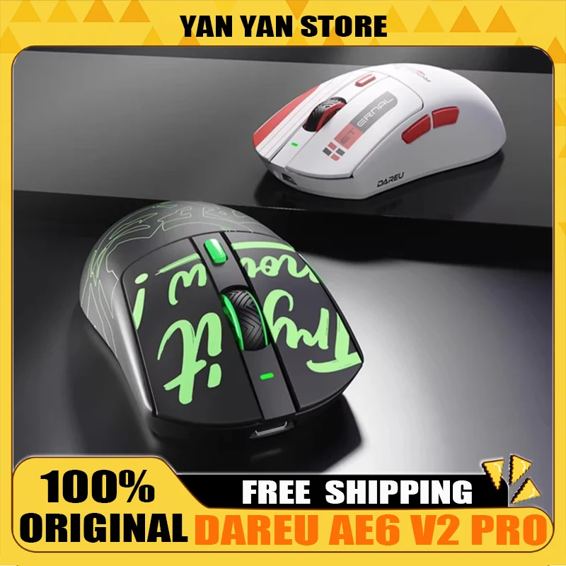 DAREU AE6 V2 PRO Mouse PAW3950 E-sports Game Ergonomic Wireless Mouse Nordic 54 Series Controller for VALORANT Delta Force