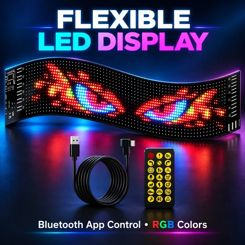 Flexible LED Display for Car Rear Window, Bluetooth APP Control, Programmable Message Sign with Funny Emojis